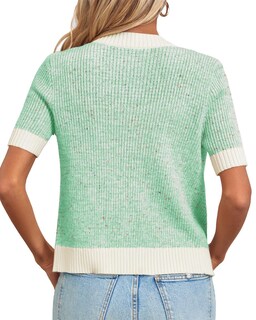 Foto 4 | Foto 4 | Cárdigan Langwyqu Para Mujer De Manga Corta Con Botones Color Verde - Venta Internacional.