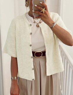 Foto 2 | Foto 2 | Cárdigan Wyeysyt De Punto Corto Y2k Para Mujer  Color Beige - Venta Internacional.