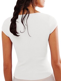 Foto 5 | Foto 5 | Tops Yousify De Punto Acanalado De Verano De Manga Corta Para Mujer Color Blanco - Venta Internacional.