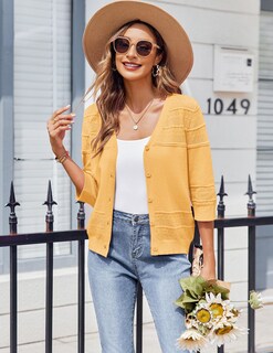 Foto 2 | Foto 2 | Chaqueta Zeagoo Para Mujer  Ligera  Corta  De Verano  Color Amarillo - Venta Internacional.