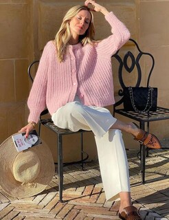 Foto 3 | Foto 3 | Jersey Tipo Cárdigan Acmplla De Punto Grueso Con Botones Rosa Para Mujer - Venta Internacional.