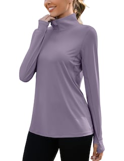 Foto 1 | Foto 1 | Camisa De Entrenamiento De Manga Larga Luyaa Para Mujer Uv50+ Gris Y Morado - Venta Internacional.