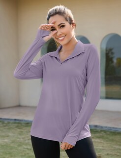 Foto 2 | Foto 2 | Camisa De Entrenamiento De Manga Larga Luyaa Para Mujer Uv50+ Gris Y Morado - Venta Internacional.