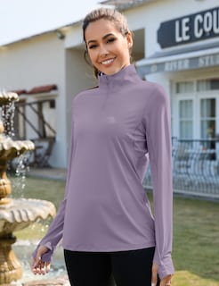 Foto 3 | Foto 3 | Camisa De Entrenamiento De Manga Larga Luyaa Para Mujer Uv50+ Gris Y Morado - Venta Internacional.