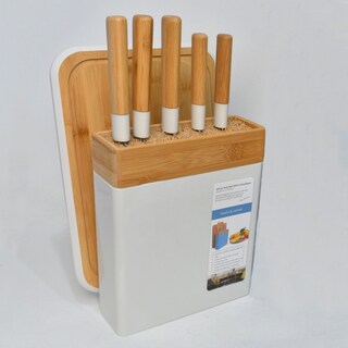 Foto 5 | Foto 5 | Soporte Para Tablas De Cortar Con Juego De 5 Cuchillos De Bambú - Venta Internacional.