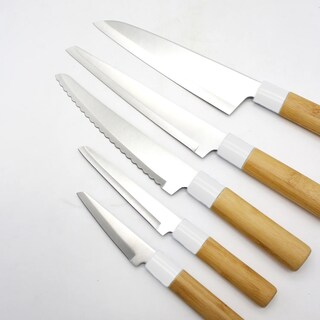 Foto 6 | Foto 6 | Soporte Para Tablas De Cortar Con Juego De 5 Cuchillos De Bambú - Venta Internacional.