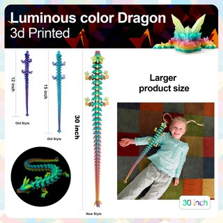 Foto 3 | Foto 3 | Arcoíris Luminoso De Cristal Impreso En 3d Dragon Toy Rwsefk De 30 Cm - Venta Internacional.