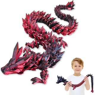 Foto 1 | Foto 1 | Dragón Locyfens Impreso En 3d Grande 30 Cm Articulado Negro Y Rojo - Venta Internacional.