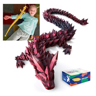 Foto 1 | Foto 1 | Dragon Toy Rwsefk 30 Cm Estampado En 3d Dragón De Cristal Rojo Y Negro - Venta Internacional.