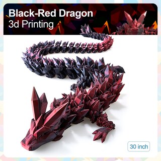 Foto 2 | Foto 2 | Dragon Toy Rwsefk 30 Cm Estampado En 3d Dragón De Cristal Rojo Y Negro - Venta Internacional.
