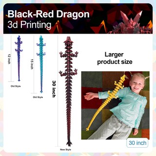 Foto 3 | Foto 3 | Dragon Toy Rwsefk 30 Cm Estampado En 3d Dragón De Cristal Rojo Y Negro - Venta Internacional.