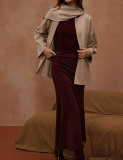 Foto 4 | Foto 4 | Bufanda Y Chaqueta Peacoat Kissonic Para Mujer De Gran Tamaño Color Caqui Claro - Venta Internacional.