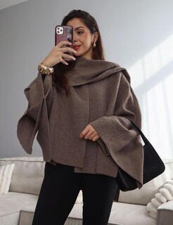 Foto 3 | Foto 3 | Chaqueta Tipo Bufanda Peacoat Kissonic Para Mujer Talla Grande Marrón - Venta Internacional.