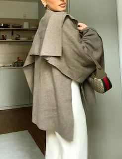 Foto 5 | Foto 5 | Bufanda Y Chaqueta Peacoat Kissonic Para Mujer De Gran Tamaño Color Caqui Claro - Venta Internacional.