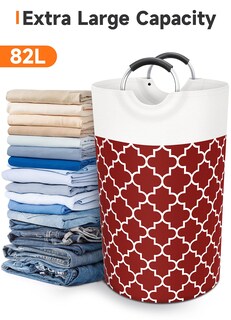 Foto 5 | Foto 5 | Cesto De Ropa Fabspace Tamaño Grande 82 L Impermeable Con Asas Color Rojo - Venta Internacional.