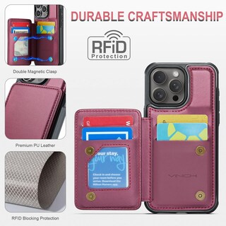 Foto 5 | Foto 5 | Funda Tipo Cartera Vinich Para Iphone 16 Pro 6.3 Con Tarjetero Color Rojo - Venta Internacional.