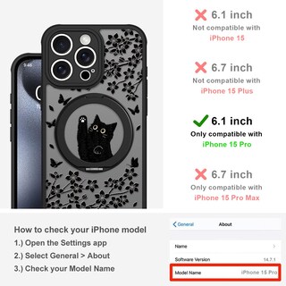 Foto 2 | Foto 2 | Funda Heaofei Cute Para Iphone 15 Pro Con Soporte Black Cat - Venta Internacional.
