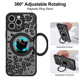 Foto 3 | Foto 3 | Funda Heaofei Cute Para Iphone 15 Pro Con Soporte Black Cat - Venta Internacional.