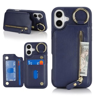 Foto 1 | Foto 1 | Funda Tipo Cartera Con Tarjetero Para Iphone 16 Color Azul Oscuro - Venta Internacional.