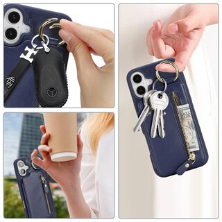 Foto 2 | Foto 2 | Funda Tipo Cartera Con Tarjetero Para Iphone 16 Color Azul Oscuro - Venta Internacional.