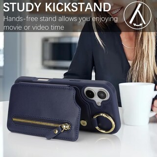 Foto 3 | Foto 3 | Funda Tipo Cartera Con Tarjetero Para Iphone 16 Color Azul Oscuro - Venta Internacional.