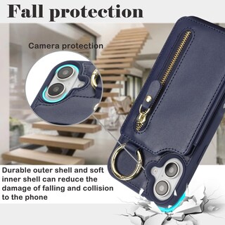 Foto 4 | Foto 4 | Funda Tipo Cartera Con Tarjetero Para Iphone 16 Color Azul Oscuro - Venta Internacional.