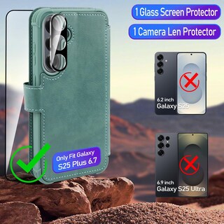 Foto 2 | Foto 2 | Funda Tipo Cartera Vanavagy Para Samsung Galaxy S25+ Con Rfid Color Verde - Venta Internacional.