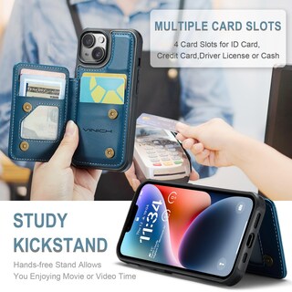 Foto 4 | Foto 4 | Funda Tipo Cartera Vinich Para Iphone 14 Con Tarjetero Rfid Color Azul - Venta Internacional.