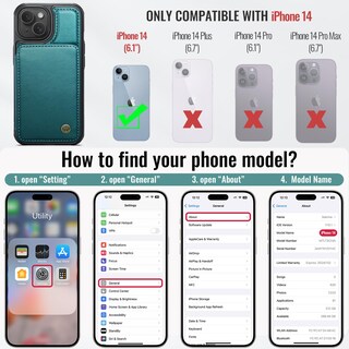 Foto 2 | Foto 2 | Funda Tipo Cartera Vinich Para Iphone 14 Con Tarjetero Color Verde Azulado - Venta Internacional.