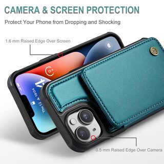 Foto 3 | Foto 3 | Funda Tipo Cartera Vinich Para Iphone 14 Con Tarjetero Color Verde Azulado - Venta Internacional.