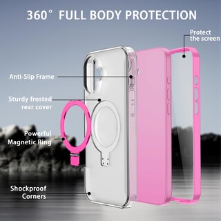 Foto 2 | Foto 2 | Funda Para Iphone 16 Con Soporte Magnético Color Rojo Rosado - Venta Internacional.