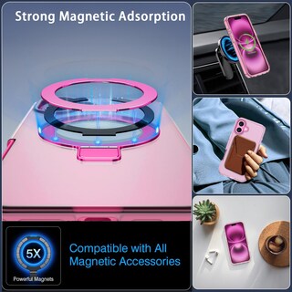 Foto 3 | Foto 3 | Funda Para Iphone 16 Con Soporte Magnético Color Rojo Rosado - Venta Internacional.