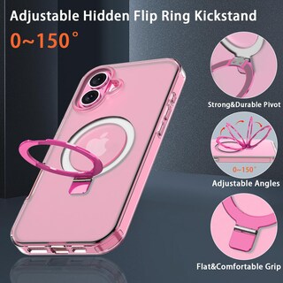 Foto 6 | Foto 6 | Funda Para Iphone 16 Con Soporte Magnético Color Rojo Rosado - Venta Internacional.