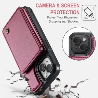 Foto 6 | Foto 6 | Funda Tipo Cartera Vinich Para Iphone 14 Con Tarjetero Color Rojo - Venta Internacional.