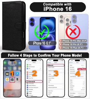 Foto 2 | Foto 2 | Funda Tipo Cartera Desmontable Mefon Para Iphone 16 Con Tapa Magnética - Venta Internacional.