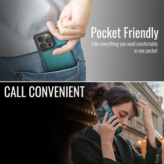 Foto 7 | Foto 7 | Funda Tipo Cartera Vinich Para Iphone 14 Pro Con Tarjetero Color Verde Azulado - Venta Internacional.