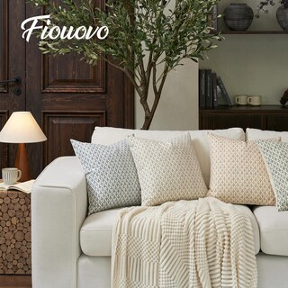 Foto 5 | Foto 5 | Fundas De Almohada Fiouovo Floral 45 X 45 Cm 100% Algodón Color Azul Aguamarina - Venta Internacional.