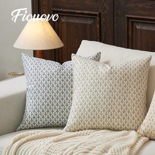 Foto 6 | Foto 6 | Fundas De Almohada Fiouovo Floral 45 X 45 Cm 100% Algodón Color Azul Aguamarina - Venta Internacional.