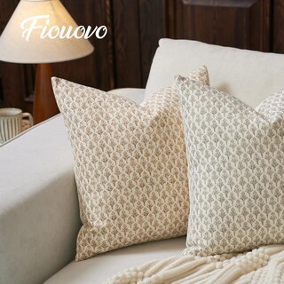 Foto 6 | Foto 6 | Funda De Almohada Fiouovo Con Estampado De Bloques Florales 100% Algodón 60 X 60 Cm - Venta Internacional.