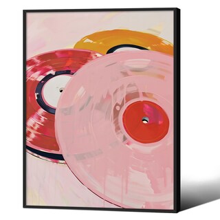Foto 1 | Foto 1 | Lienzo Para Pared Disco De Vinilo Retro Color Rosa 28 X 36 Cm Marco Negro - Venta Internacional.