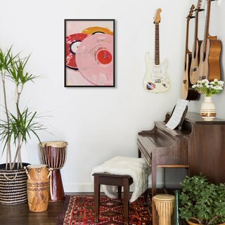 Foto 4 | Foto 4 | Lienzo Para Pared Disco De Vinilo Retro Color Rosa 28 X 36 Cm Marco Negro - Venta Internacional.