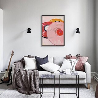 Foto 6 | Foto 6 | Lienzo Para Pared Disco De Vinilo Retro Color Rosa 28 X 36 Cm Marco Negro - Venta Internacional.