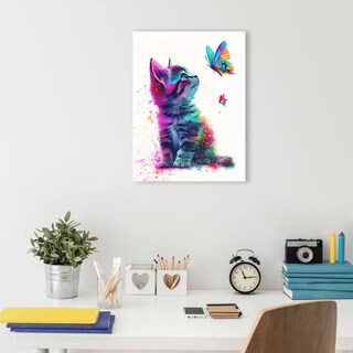 Foto 6 | Foto 6 | Lienzo Decorativo Ypxzzj Con Forma De Mariposa Y Gato Para Amantes De Los Gatos 40 X 30 Cm - Venta Internacional.