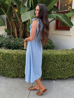 Foto 6 | Foto 6 | Vestido Simplee Para Mujer A Rayas Midi Azul Veraniego Talla S - Venta Internacional.