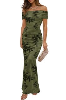 Foto 1 | Foto 1 | Vestido Largo Luxveer Para Mujer Malla Estampado Floral Verde Verano - Venta Internacional.