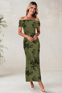 Foto 5 | Foto 5 | Vestido Largo Luxveer Para Mujer Malla Estampado Floral Verde Verano - Venta Internacional.