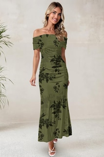 Foto 7 | Foto 7 | Vestido Largo Luxveer Para Mujer Malla Estampado Floral Verde Verano - Venta Internacional.