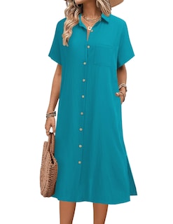 Foto 1 | Foto 1 | Vestido De Verano Hotouch De Manga Corta De Algodón Y Lino Para Mujer - Venta Internacional.