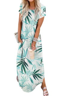 Foto 1 | Foto 1 | Vestido Largo Jeqeocafy Para Mujer Verano 2025 Cuello Redondo Manga Corta - Venta Internacional.