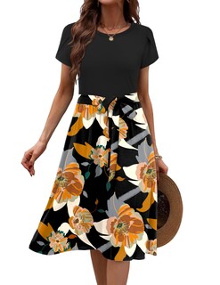 Foto 3 | Foto 3 | Vestido Zeagoo Midi Para Mujer Talla Grande Con Bolsillo Y Manga Corta - Venta Internacional.